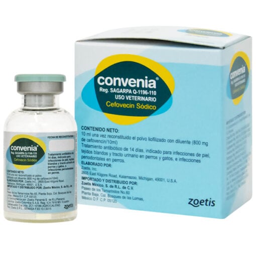 CONVENIA 80MG ML 10ML ANTIBACTERIANO PARA PERROS Y GATOS Vetloom