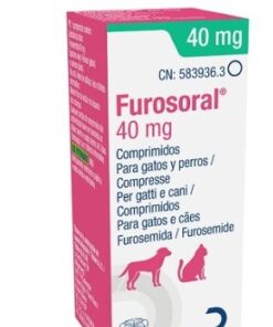 FUROSORAL Diuréticos en comprimidos Forma farmacéutica Comprimido oral (Comp.o.) Composición por comprimido: Furosoral 10 mg: Furosemida 10 mg. Furosoral 40 mg: Furosemida 40 mg. Propiedades farmacológicas Grupo farmacoterapéutico: Diuréticos, furosemida. Código ATCvet: QC03CA01. Propiedades farmacodinámicas: La furosemida es un derivado del ácido sulfamoil antranílico y un diurético de acción rápida en seres humanos y animales. Inhibe la reabsorción de los iones de sodio y cloruro en los riñones, principalmente en la rama ascendente del asa de Henle, pero también en los túbulos renales proximales y distales, con el consiguiente aumento de la excreción de agua. Esto genera una orina isotónica o ligeramente hipotónica con un pH inalterado o ligeramente ácido. La excreción de los iones de potasio solo se potencia con dosis muy altas. La furosemida carece de efecto sobre la anhidrasa carbónica. Datos farmacocinéticos: La furosemida se absorbe rápidamente sobre todo en el estómago y el intestino delgado alto. Las concentraciones máximas se midieron 1,1 horas después de la administración oral en gatos y 0,8 horas después en perros. Tras una dosis oral media de 5,2 mg/kg, la Cmax en gatos fue de 8,8 µg/ml. Tras una dosis oral media de 1,9 mg/kg, la Cmax en perros fue de 0,9 µg/ml. El metabolismo de la furosemida es muy limitado. Se elimina predominantemente por los riñones, mientras que el resto se excreta a través del tracto gastrointestinal. La semivida de eliminación fue de 3,7 horas en los gatos y de 2,4 horas en los perros. Interacciones e incompatibilidades • En los gatos, no usar la furosemida con antibióticos ototóxicos. • El uso simultáneo con fármacos que afectan al equilibrio electrolítico (corticoesteroides, otros diuréticos, amfotericina B, glucósidos cardiacos) requiere una cuidadosa monitorización. • El uso simultáneo con aminoglucósidos o cefalosporinas puede aumentar el riesgo de nefrotoxicidad. • La furosemida puede incrementar el riesgo de reactividad cruzada. • La furosemida puede alterar los requisitos de insulina de los animales diabéticos. Indicaciones Perros y Gatos: Tratamiento del hidrotórax, hidropericardio, ascitis y los edemas, especialmente los asociados a insuficiencia cardiaca y disfunción renal. Contraindicaciones • No usar en animales con hipovolemia, hipotensión o deshidratación. • No usar en casos de insuficiencia renal con anuria. • No usar en casos de deficiencia electrolítica. • No usar en caso de hipersensibilidad conocida a la furosemida, las sulfonamidas o a algún excipiente. Reacciones adversas • En raras ocasiones pueden producirse heces blandas. Estos signos son transitorios y leves y no precisan la retirada del tratamiento. • Debido a la acción diurética de la furosemida, pueden producirse hemoconcentración y alteraciones de la circulación. En los casos de tratamiento prolongado, pueden aparecer deficiencias electrolíticas (incluidas hipopotasemia e hiponatremia) y deshidratación. Vía de administración Oral. Posología Perros y Gatos: La dosis de inicio recomendada es de 2,5 5 mg de furosemida por kg de peso corporal al día, correspondientes a ½ 1 comprimido por 2 kg de peso corporal. • En los casos resistentes al tratamiento o edematosos graves, la dosis diaria puede aumentarse inicialmente al doble. • Para el mantenimiento, el veterinario debe adaptar la pauta posológica diaria a la dosis eficaz más baja, en función de la respuesta clínica del perro/gato a la terapia. PRECAUCIONES ESPECIALES Precauciones especiales para su uso en animales: • La furosemida debe usarse con precaución en caso de desequilibrio electrolítico y/o hídrico preexistente, deterioro de la función hepática (puede precipitar un coma hepático) y diabetes mellitus. • En caso de tratamiento prolongado, debe realizarse una monitorización frecuente del estado de hidratación y los electrolitos séricos. • Uno a dos días antes y después del inicio del tratamiento con diuréticos e inhibidores de la ECA deben monitorizarse la función renal y el estado de hidratación. • La furosemida debe usarse con precaución en los pacientes con síndrome nefrótico. Precauciones específicas que debe tomar la persona que administre el medicamento veterinario a los animales: • Las personas con hipersensibilidad conocida a la furosemida y a otros componentes del producto deben evitar todo contacto con el medicamento veterinario. Lávese las manos después del uso. • No manipule este medicamento veterinario si sabe que es alérgico a las sulfonamidas, ya que la hipersensibilidad a las sulfonamidas puede generar hipersensibilidad a la furosemida. • Si presenta síntomas después de la exposición, como erupción cutánea, consulte con un médico y muéstrele esta advertencia. La tumefacción de la cara, los labios o los ojos y la dificultad para respirar son síntomas más graves y precisan atención médica urgente. • En caso de ingestión accidental, consulte con un médico inmediatamente y muéstrele el prospecto o la etiqueta. • Conserve los comprimidos partidos en los blísteres abiertos. Tiempo de espera No procede. Modo de conservación Este medicamento veterinario no requiere condiciones especiales de conservación. Cualquier porción no utilizada del comprimido debe ser devuelta al blíster abierto y utilizada en 3 días. Observaciones Medicamento sujeto a prescripción veterinaria.