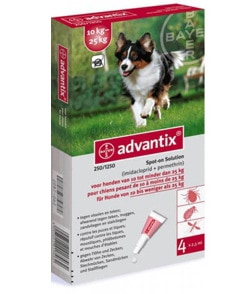 Advantix Antiparasitario para uso cutáneo que contiene imidacloprid y permetrina. Actúa como insecticida.  comprar advantix online