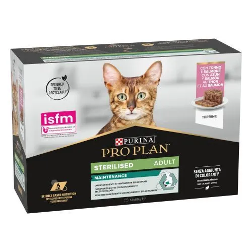 Comida para Gatos Esterilizados PRO PLAN Feline Multi Sabor Salmón y Atún 12x85g