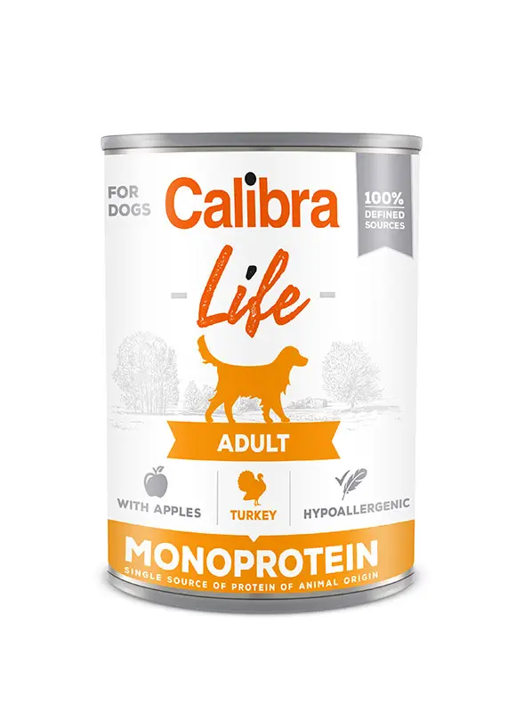 Calibra Dog Life Adulto: Lata de Pavo y Manzanas 6x400g - Nutrición Premium para Perros