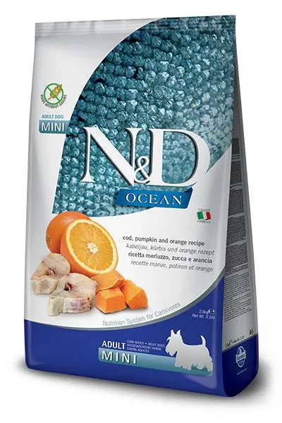 Alimento para Perros Mini Farmina ND Ocean Calabaza y Bacalao 2.5kg