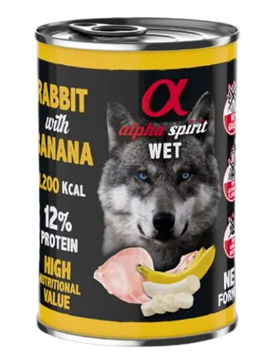 Comida para Perros Alpha Spirit Conejo y Plátano 6x400g - Nutrición Natural