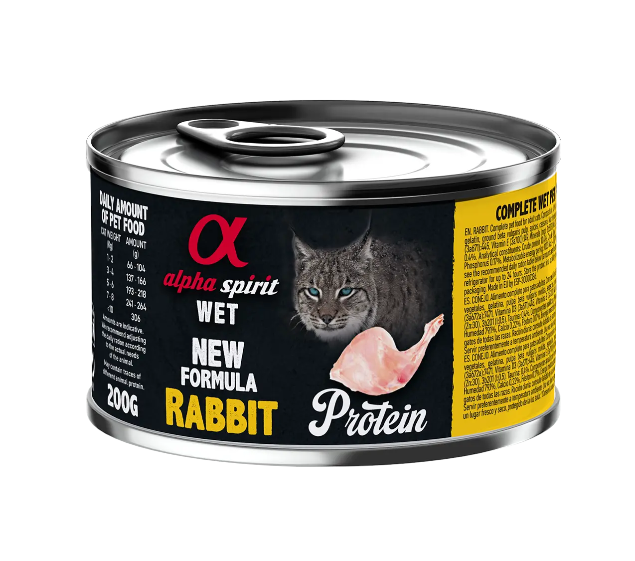 Comida Húmeda para Gatos Alpha Spirit Feline Conejo - Pack 6x200g
