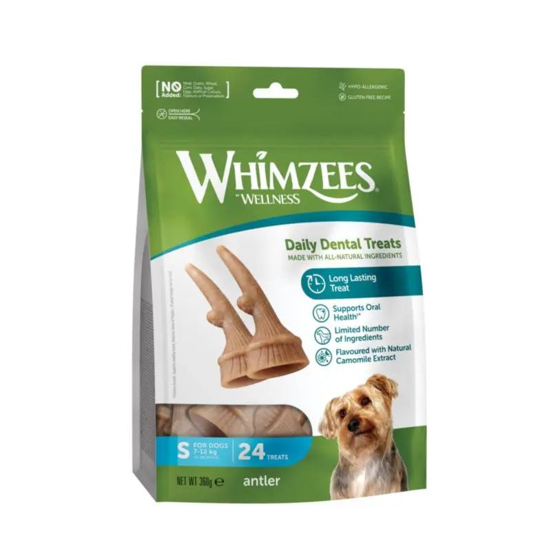 WHIMZEES Astas para Perros Tamaño S – Pack de 24 Unidades: Salud Dental y Diversión