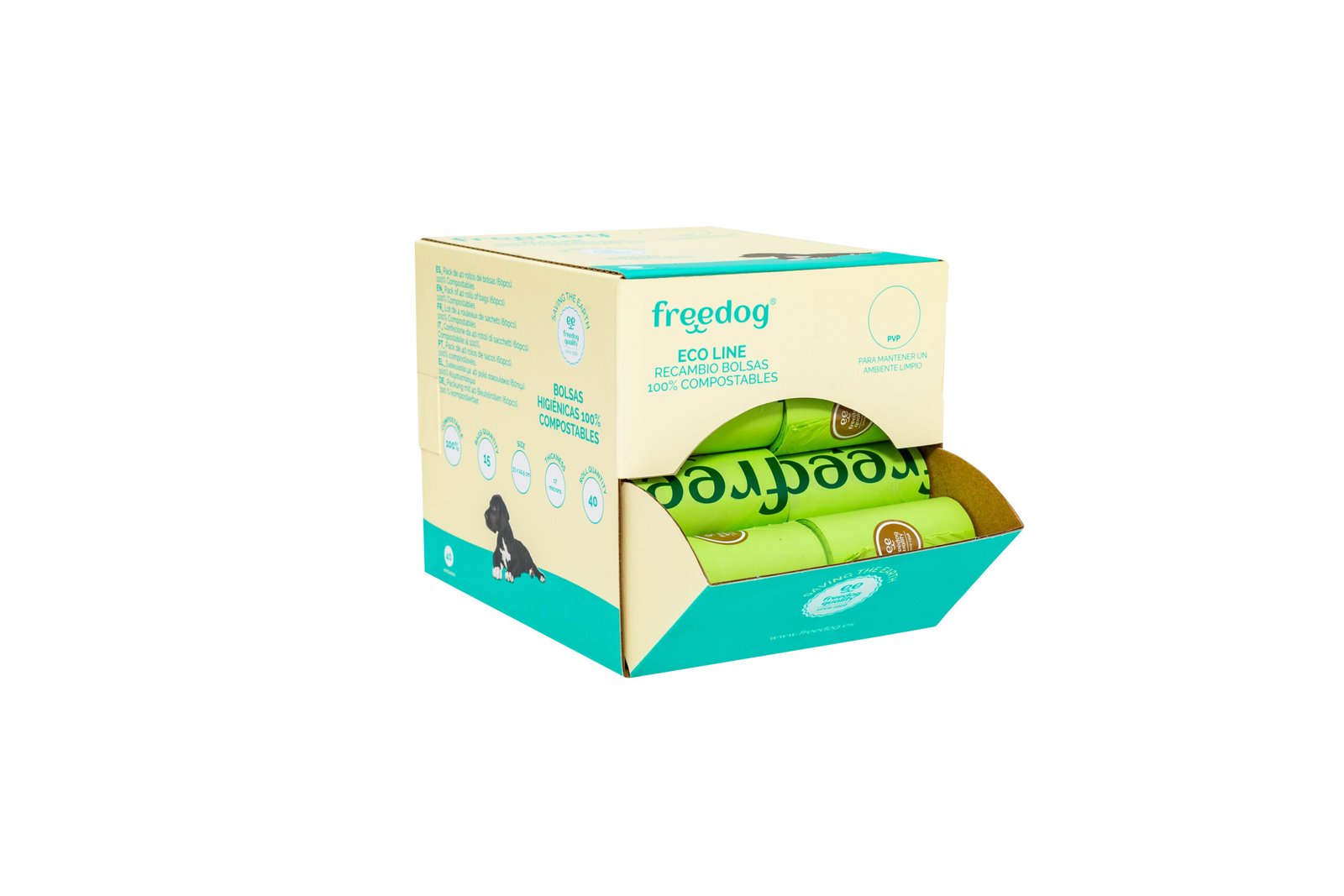 FREEDOG EXPOSITOR BOLSAS BIODEGRADABLES 40 ROLLOS