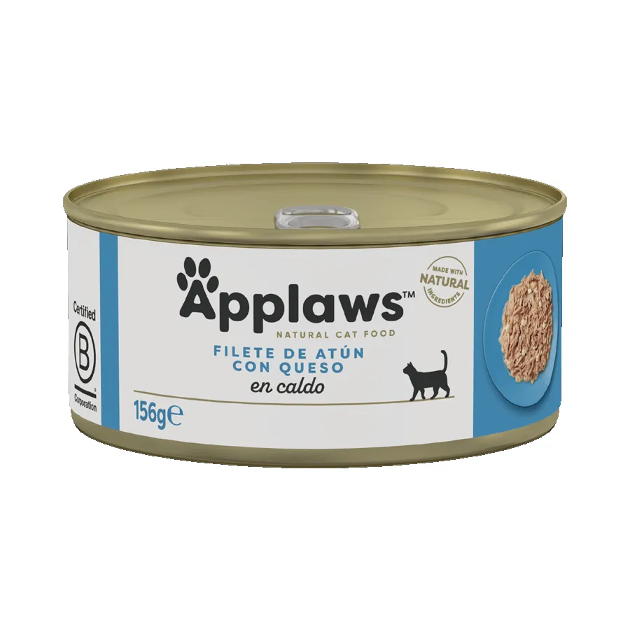 Applaws Cat Lata Atún con Queso 24x156gr - Alimento Natural y Saludable para Gatos, Sin Aditivos ni Conservantes