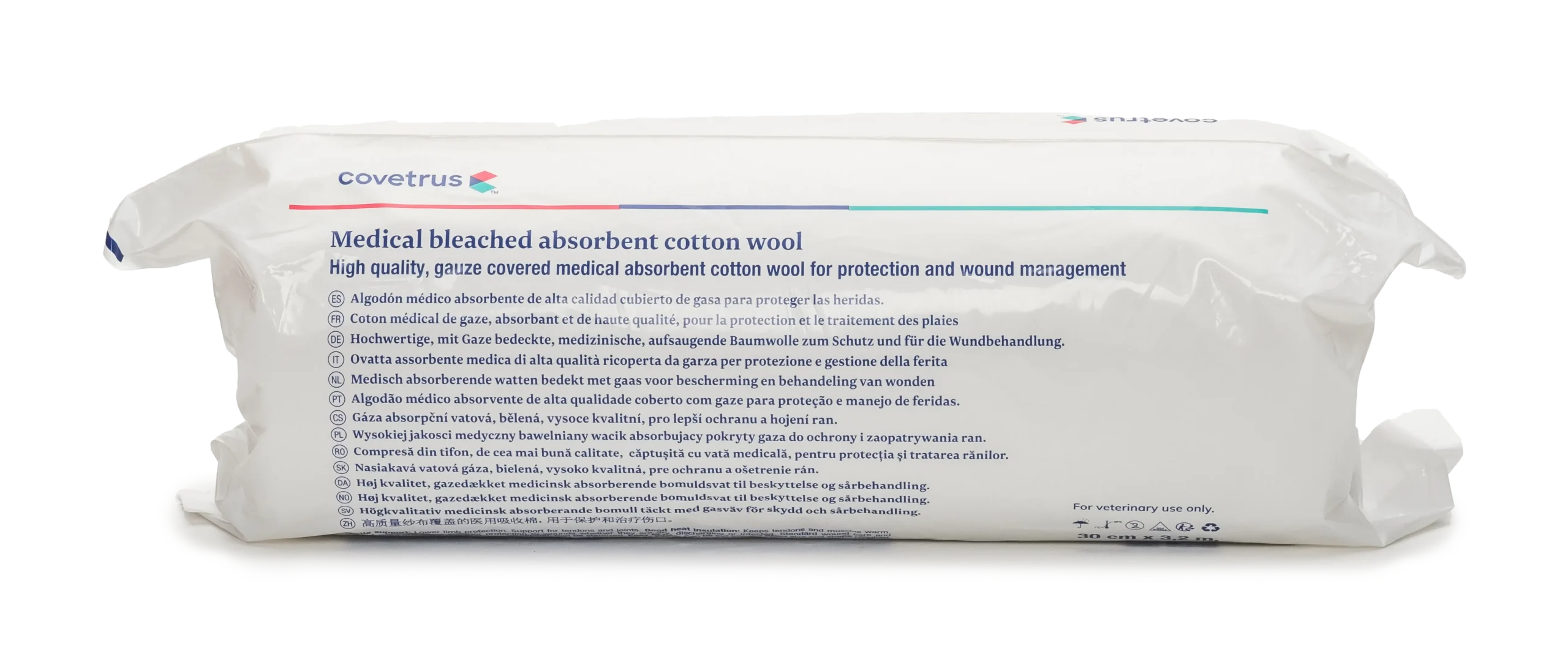 VENDA DE ALGODON CON GASA ABSORBENTE 30CMX3,2M 500G COVETRUS