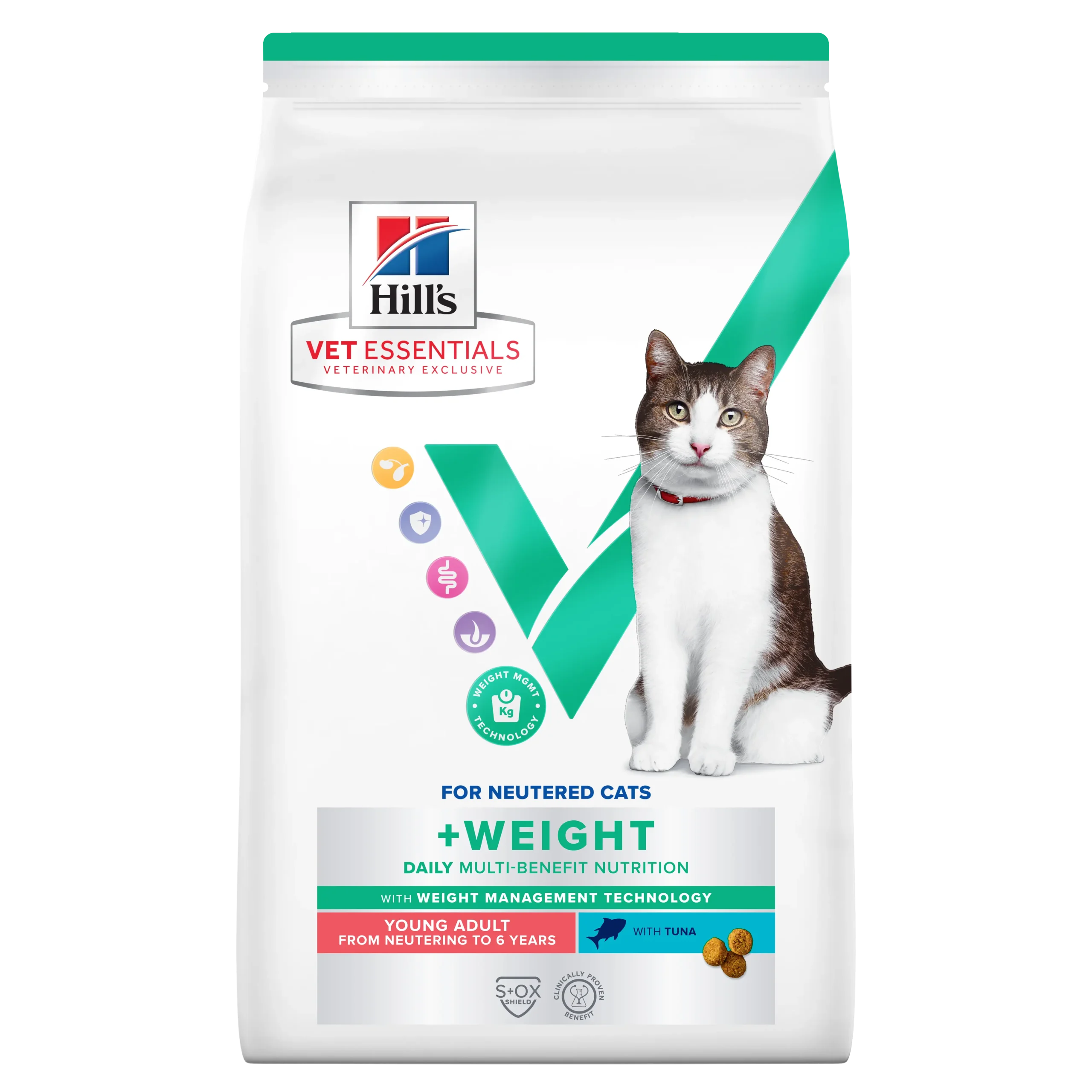 Pienso que el título más adecuado sería: "Hill’s VetEss Feline Adulto Esterilizado Atún 1.5kg - Control de Peso para Gatos