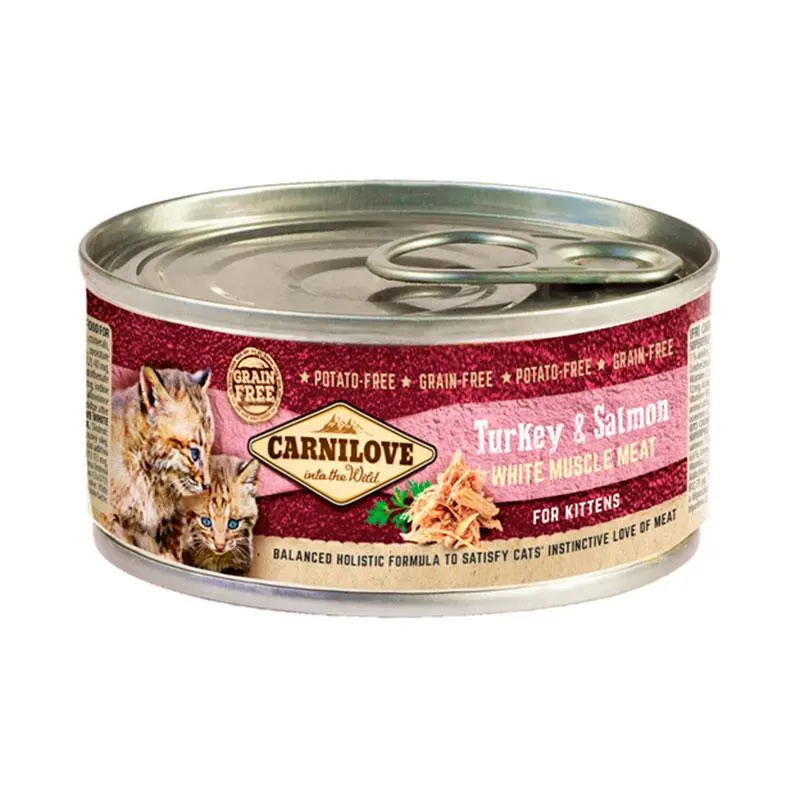 Carnilove Feline Kitten Pavo y Salmón - Comida Húmeda Saludable para Gatos - Caja 12x100g