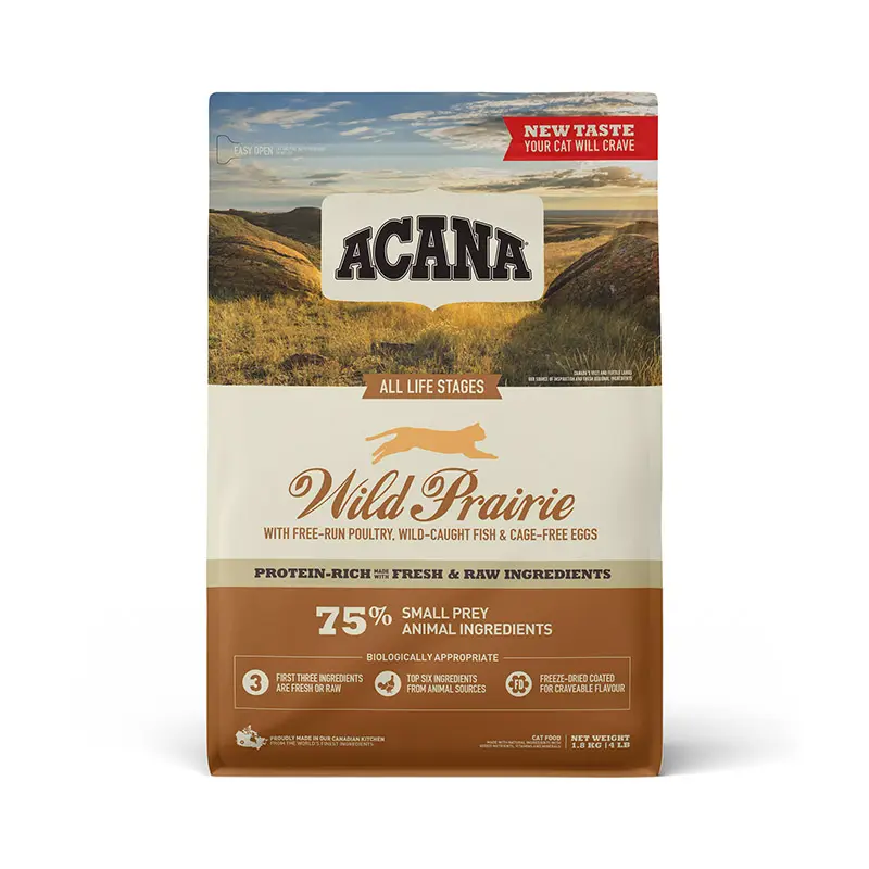 Comida Premium para Gatos Adultos ACANA Wild Prairie 1.8 kg – Pollo, Pavo y Pescado Sin Cereales