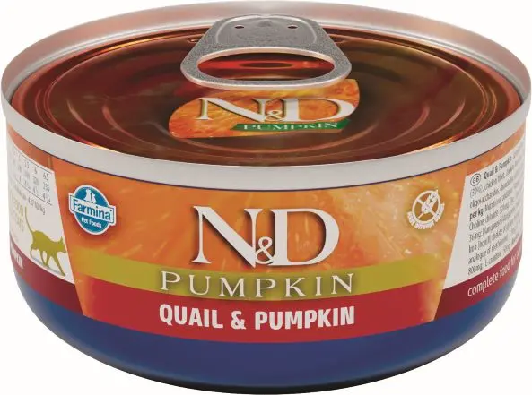 Farmina ND Cat Pumpkin Codorniz Comida Húmeda Saludable para Gatos - Caja de 24x70g