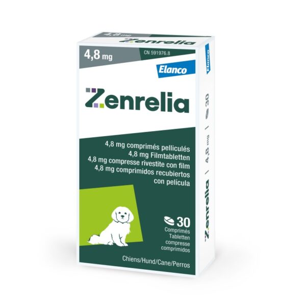 Zenrelia 4.8 mg 30 comprimidos | para el picor y las reacciones cutáneas en perros con sensibilidad alérgica | vetloom